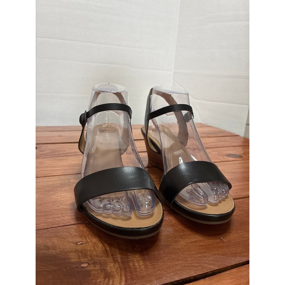 Franco Sarto Dulce Black Wedge Sandal 3” Heel Ankle Strap - Women’s Size 8 - Picture 3 of 9
